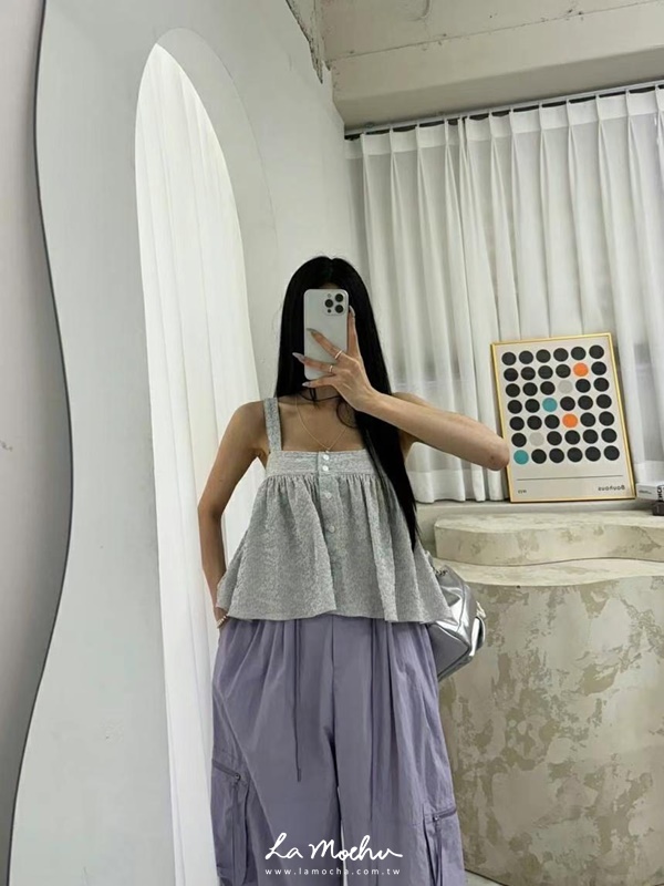 渡假條紋排釦不易皺背心